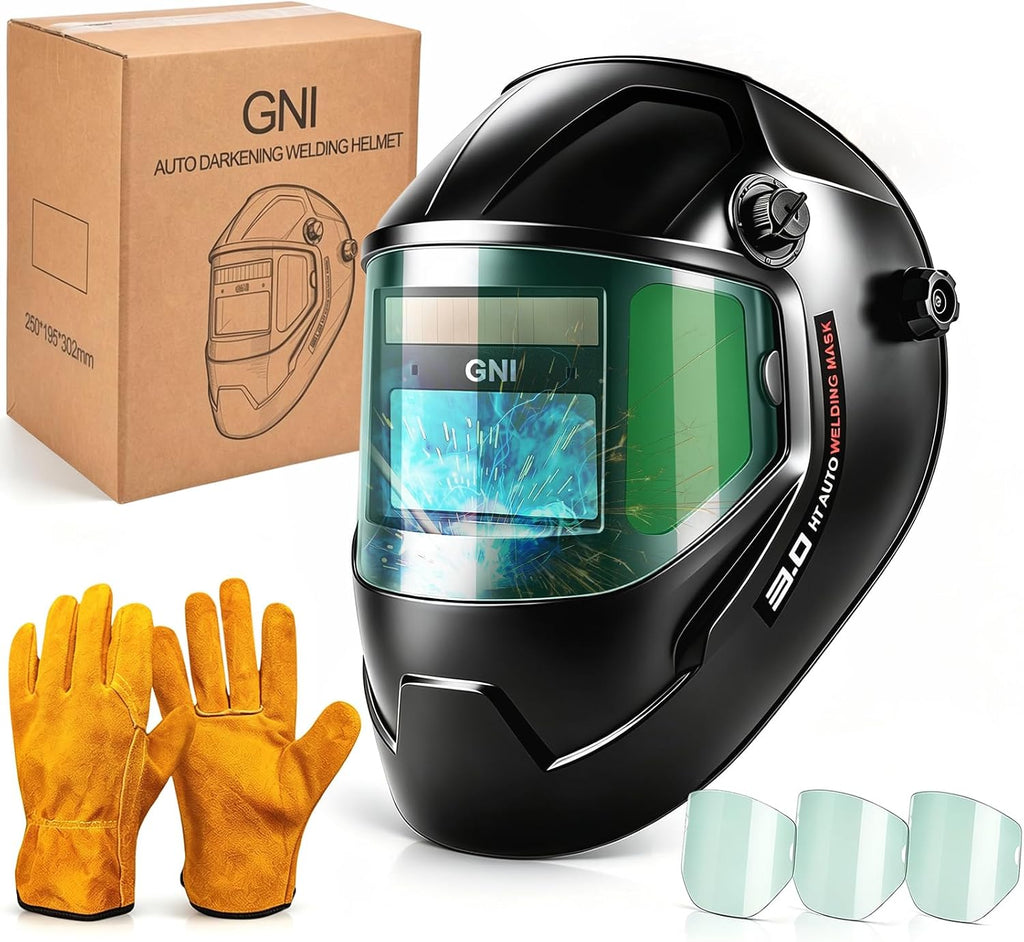 180° Panoramic Welding Helmet Auto-Darkening, Solar Powered Weld Helmet | 1/1/1/1 True Color Welding Shield with 2