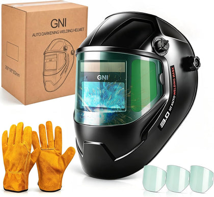 180° Panoramic Welding Helmet Auto-Darkening, Solar Powered Weld Helmet | 1/1/1/1 True Color Welding Shield with 2