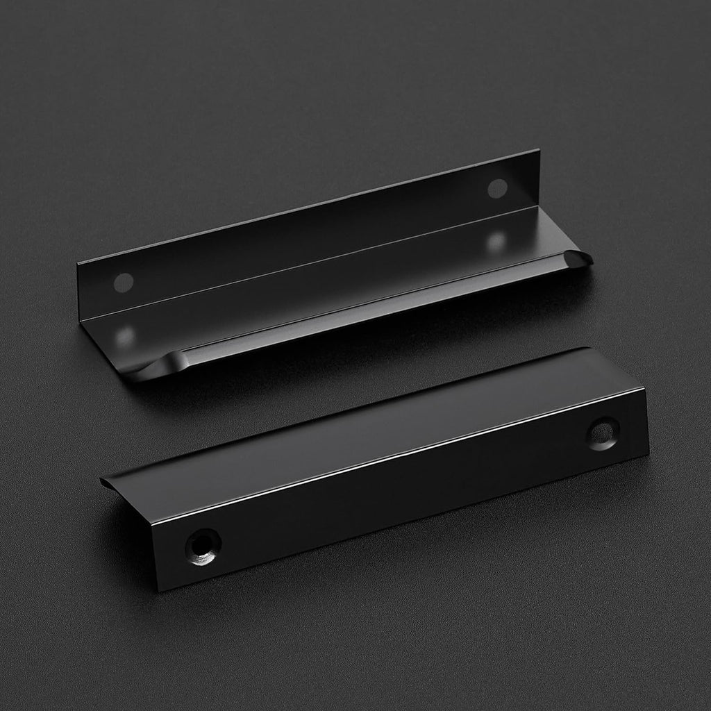 Matte Black Cabinet Handles Finger Edge Pulls 5 Inch CC 8 Pack