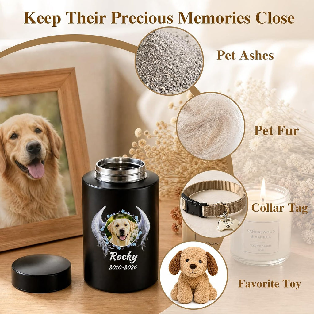 Personalized Pet Urn for Dog - Custom Dog Urns for Ashes (Bright Gold)