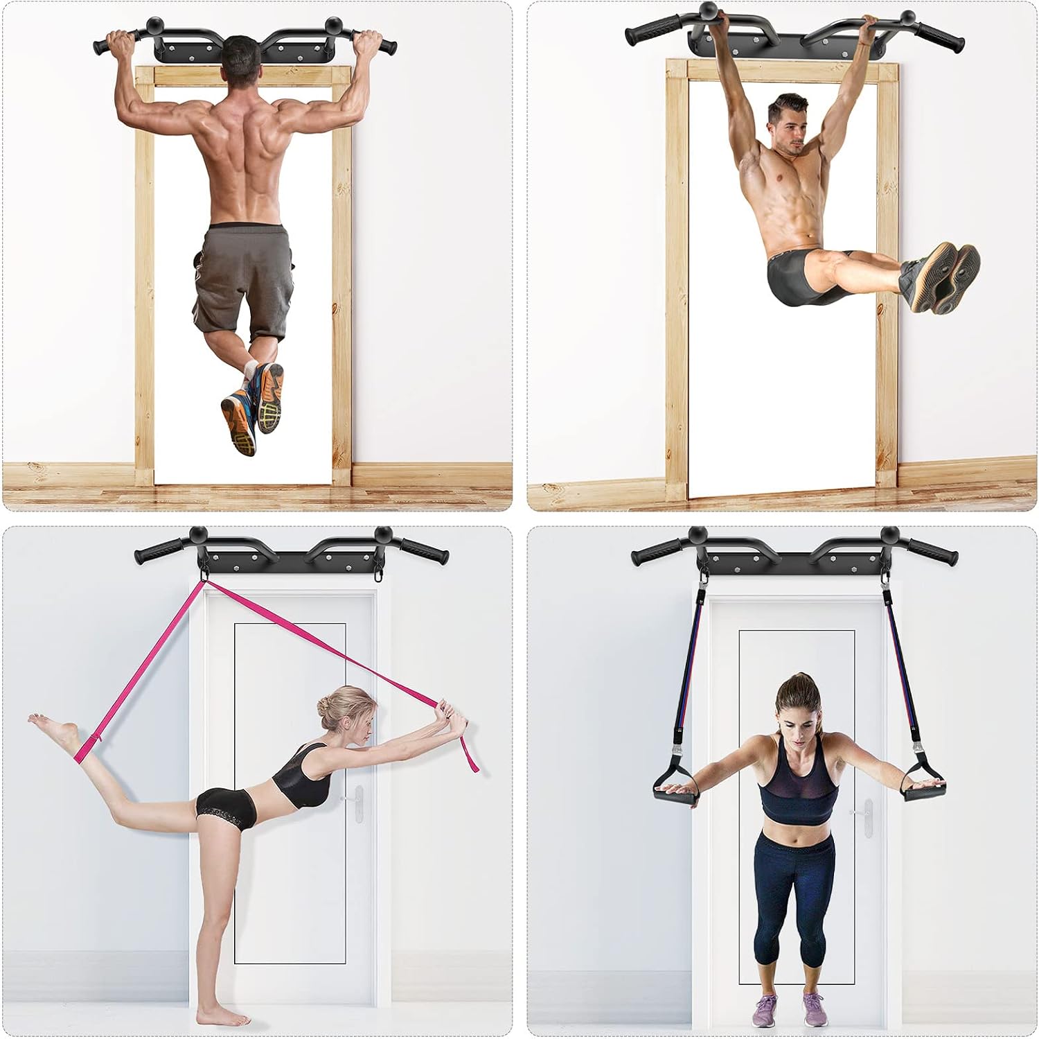 Heavy Duty Wall Mounted Doorway Pull Up Bar, Multifunctional Chin Up Bar, Portable Fitness Door Bar, Body Workout