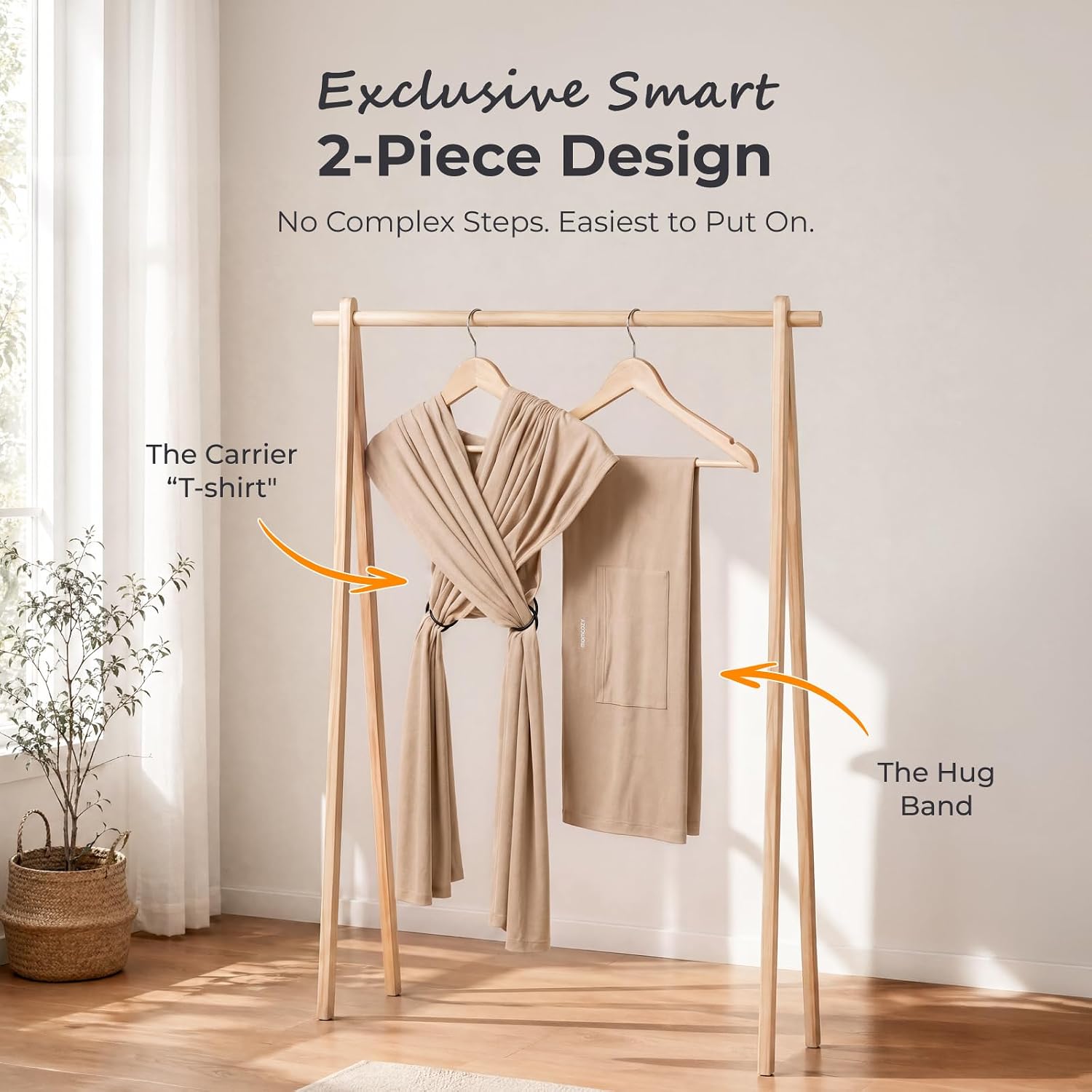 Baby Wrap Carrier, Easy-On 2-Piece Design, Newborn to 33 lb | Easy On Like a T-Shirt, XXS-XXL Adjustable Fit, IHDI