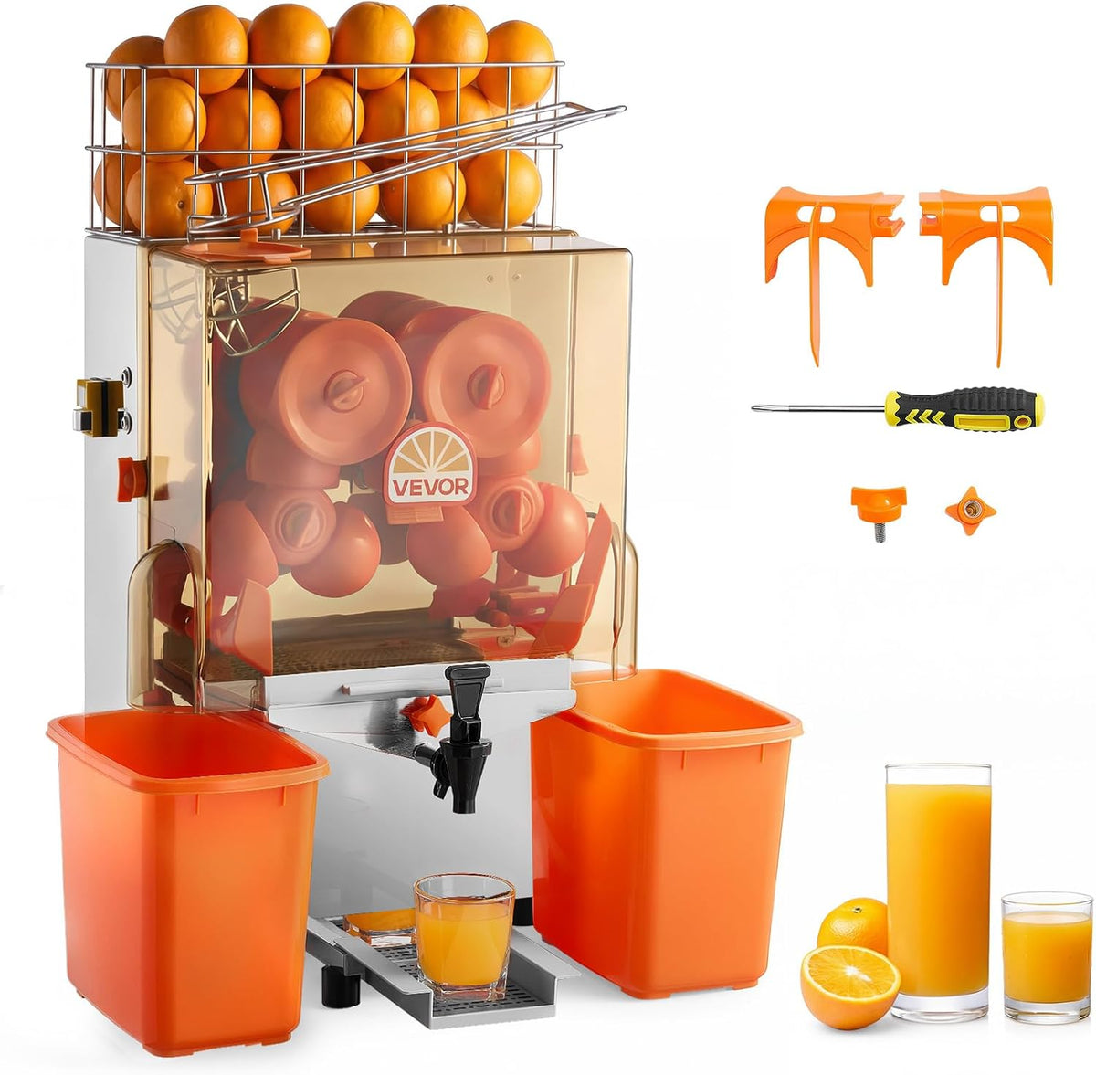 Commercial Orange Juicer Machine, 120W Electric Orange Juice Press, Stainless Steel Orange Squeezer for 20 per