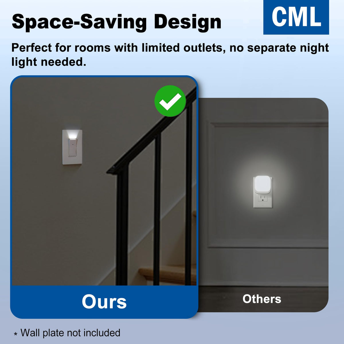 CML 10 Pack Single Pole Illuminated Light Switch for Hallway & Bathroom