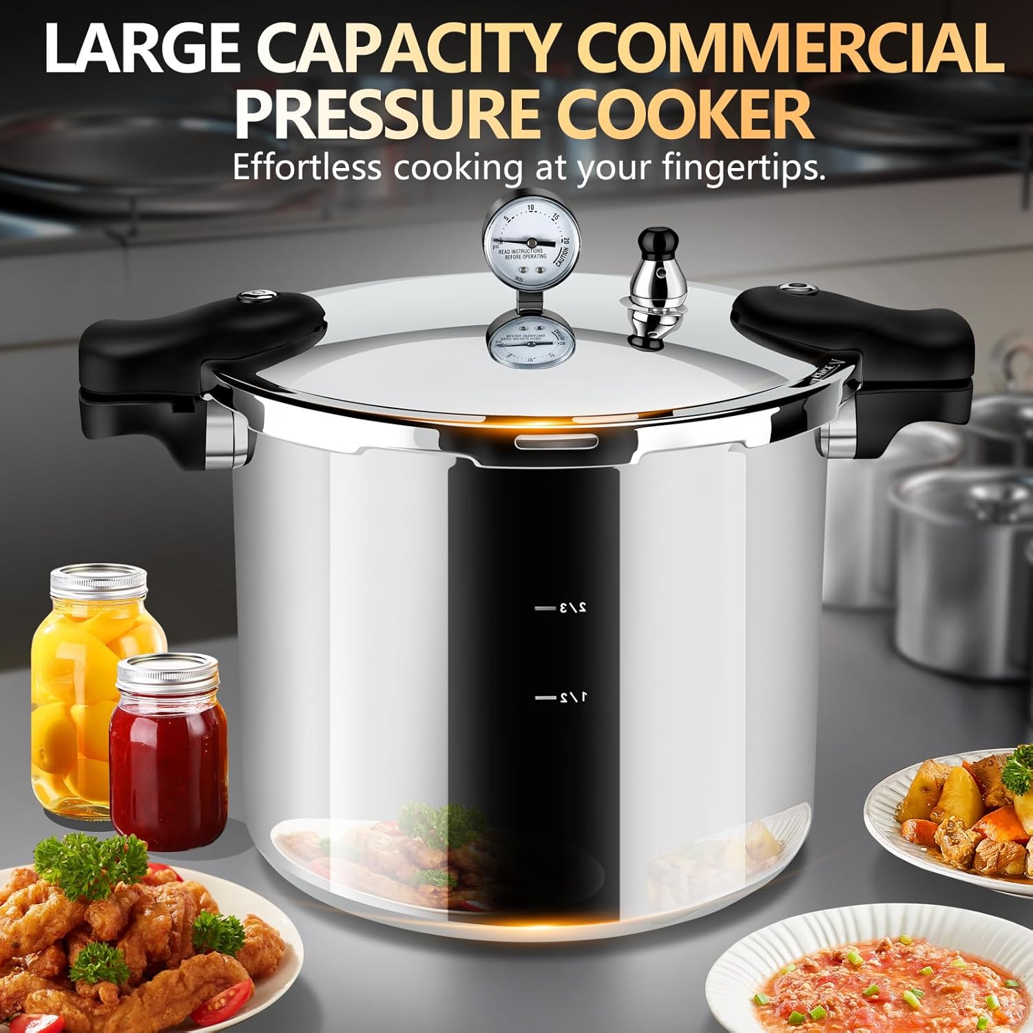 23-25qt Pressure Canner, large Pressure Cooker, 10-15PSI for Batch Canning, Compatible with All Stoves,pressure