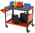 Heavy Duty Portable Steel Workbench Table,600 lbs Load,5/8-Inch Fixture Holes,Double-Layer Storage, Pegboard, Tool