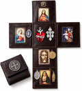 Hand Sewn Leather Catholic Pocket Shrine, Portable Folding Personal Travel Altar with Jesus Sacred Art & Metal
