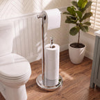 Toilet Paper Holder Stand Bathroom Free Standing Polished Chrome