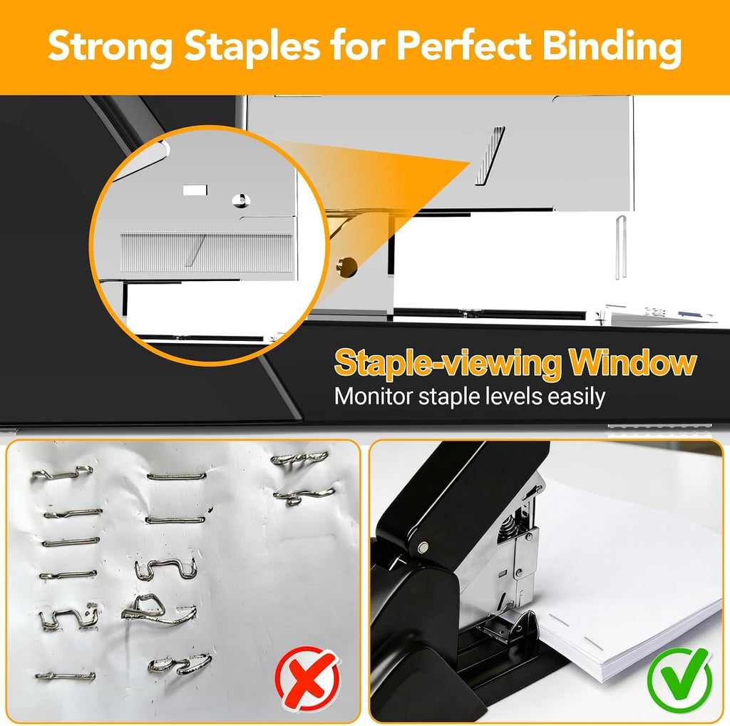 Heavy Duty Stapler 220 Sheets, Large Staplers for Desk with 7000 Staples, 60% Reduced Effort, 50,000+ Uses, Jam Free