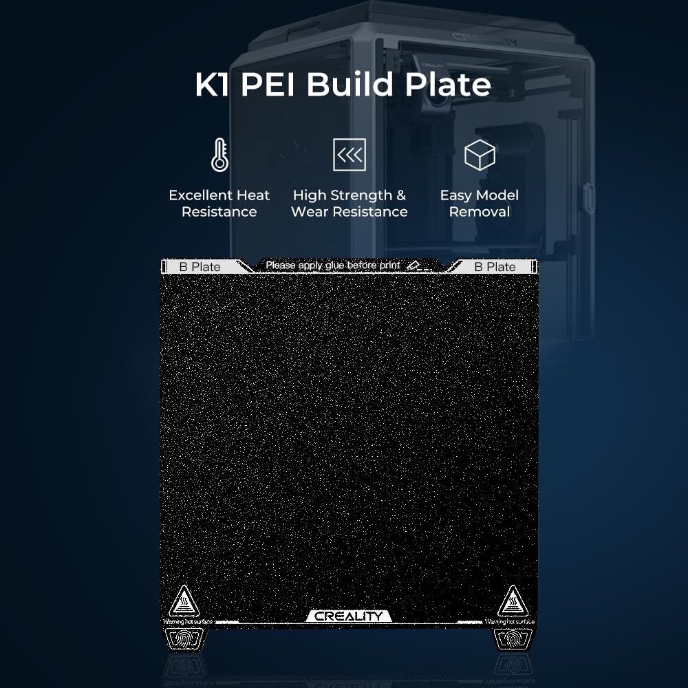 Official Creality K1 Texture PEI Build Plate Kit, Flexible Spring Steel Platform with Power Coating PEI Surface and