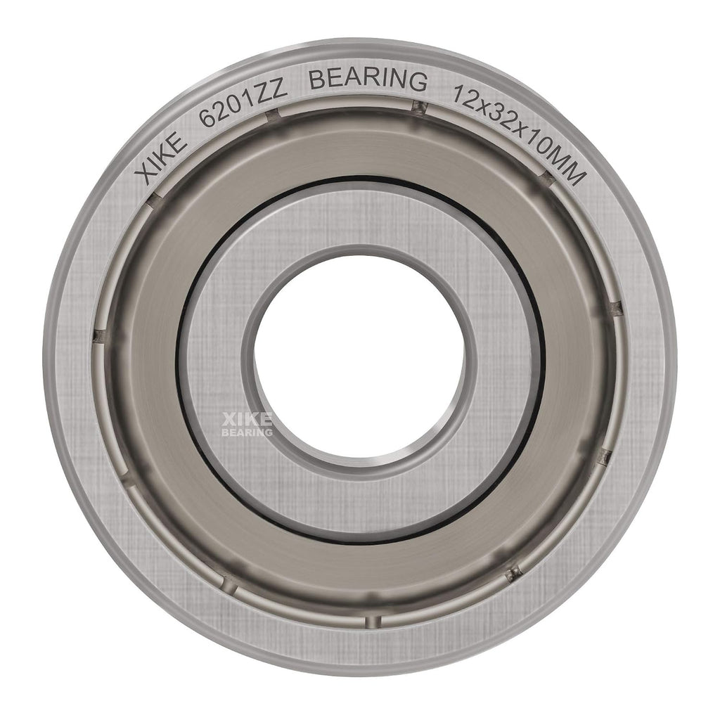XiKe 6201ZZ Shielded Ball Bearings, 12x32x10mm Chrome Steel, 4 Pack