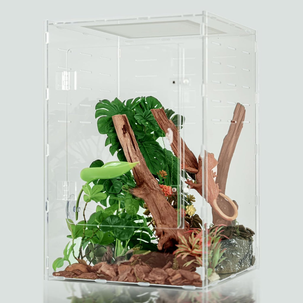 12x12x18 Acrylic Reptile Enclosure - 10 Gal Clear Terrarium | Full acrylic transparency at a larger size without the