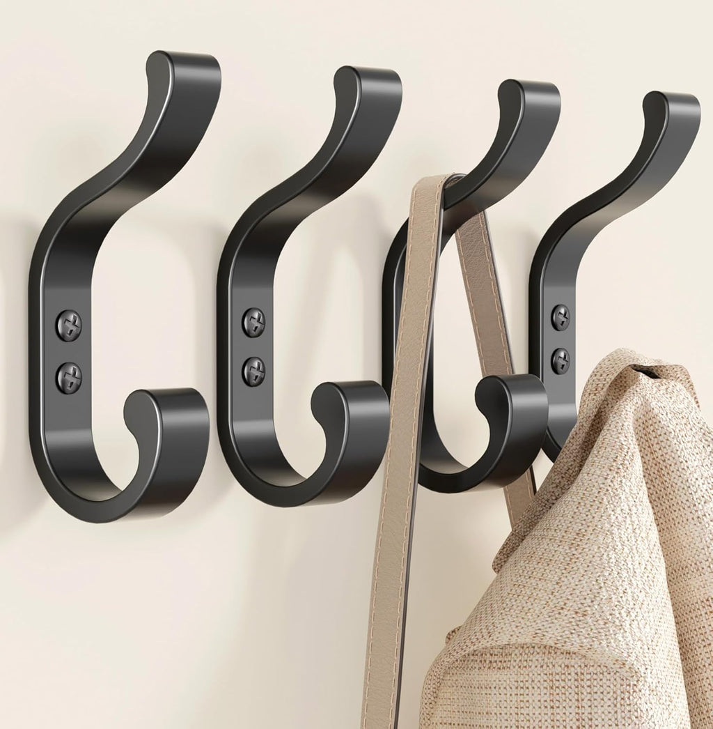 Coat Hooks Wall Mount for Hanging, Heavy Duty Backpack Hooks for Wall, Hold up to 30 lbs, Large Hanger Hooks for