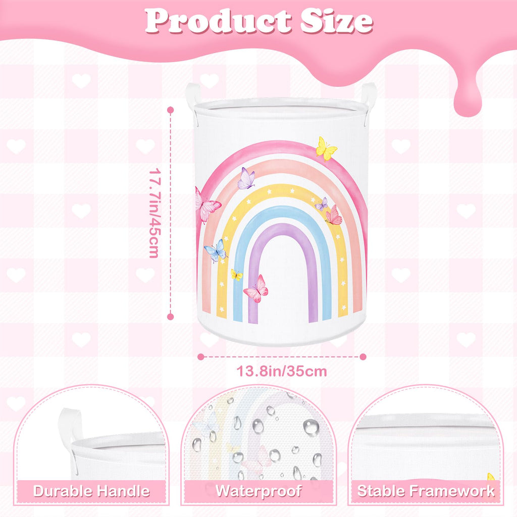 Rainbow&Butterfly Kids Storage Basket, Foldable Laundry Baskets