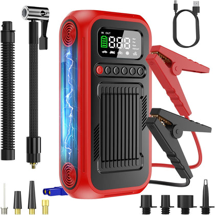 Tire Inflator Portable Air Compressor,12V Car Battery Jump Starter,5X Faster Air Pump For Car Tire with Digital Tire