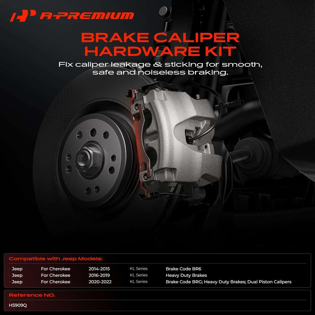 A-Premium Front Disc Brake Hardware Kit Compatible with Jeep Models