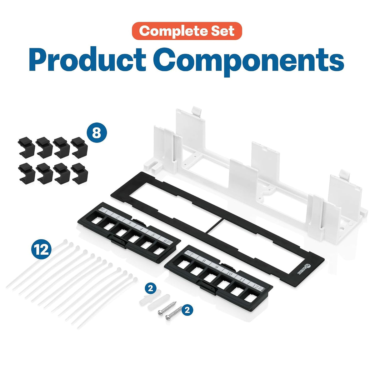Everest Media 12-Port Keystone Patch Panel (1-Pack) 89D Wall Mount Bracket