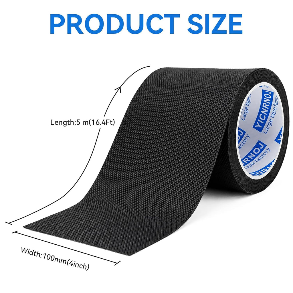 4 Inch x 16.4 FT Black Rubber Grip Tape, Textured & Adhesive