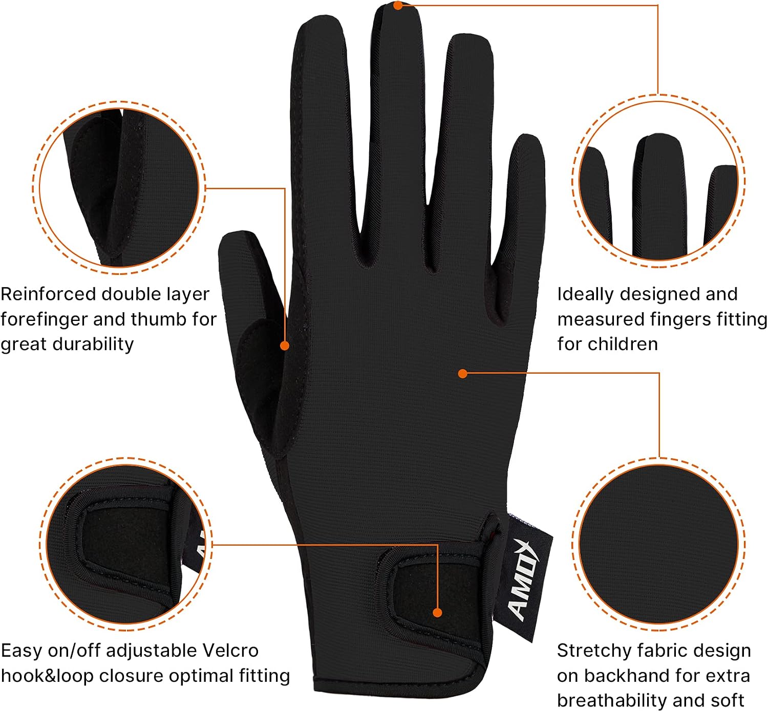Kids Horse Riding Gloves Breathable Children Equestrian Horseback Anti-Slipping Boys & Girls Youth Outdoor Biking