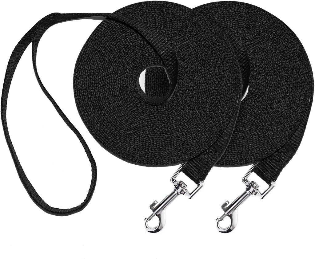 Dog/Puppy Obedience Recall Training Agility Lead-30ft,2 Packs Black