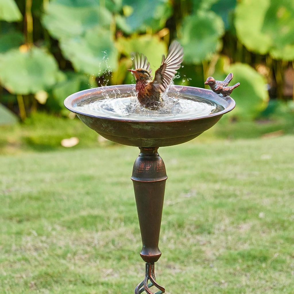 Cast Iron Pedestal Bird Bath,Metal Bird Bath for Outdoor,Vintage Birdbath