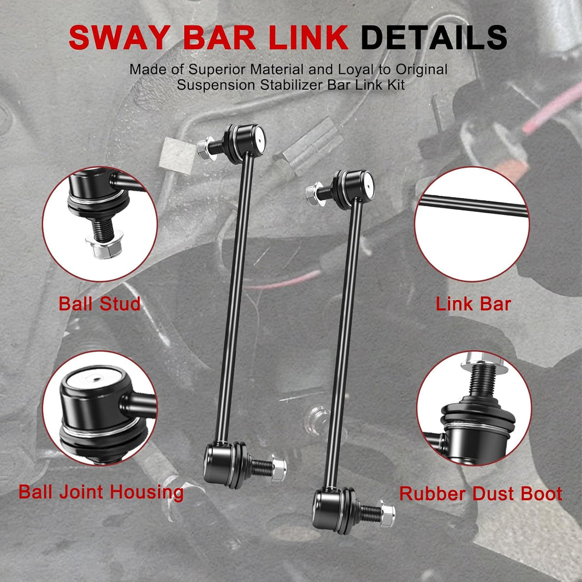 2Pcs K750188 K750189 Front Sway Bar Link Kit Compatible with Chevy Equinox for GMC Terrain 2010-2017, Suspension Stabilizer Bar End Links for Pontiac Torrent 2008-2009, Saturn Vue 2008-2010