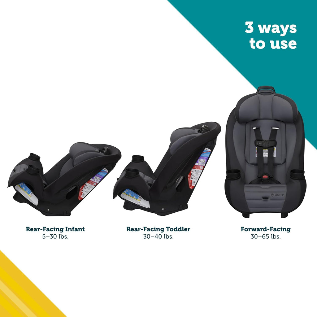 Ellaris 3-in-1 Convertible Car Seat, Slim Fit Design, Rear & Forward-Facing, 5-Position Headrest, Travel-Friendly