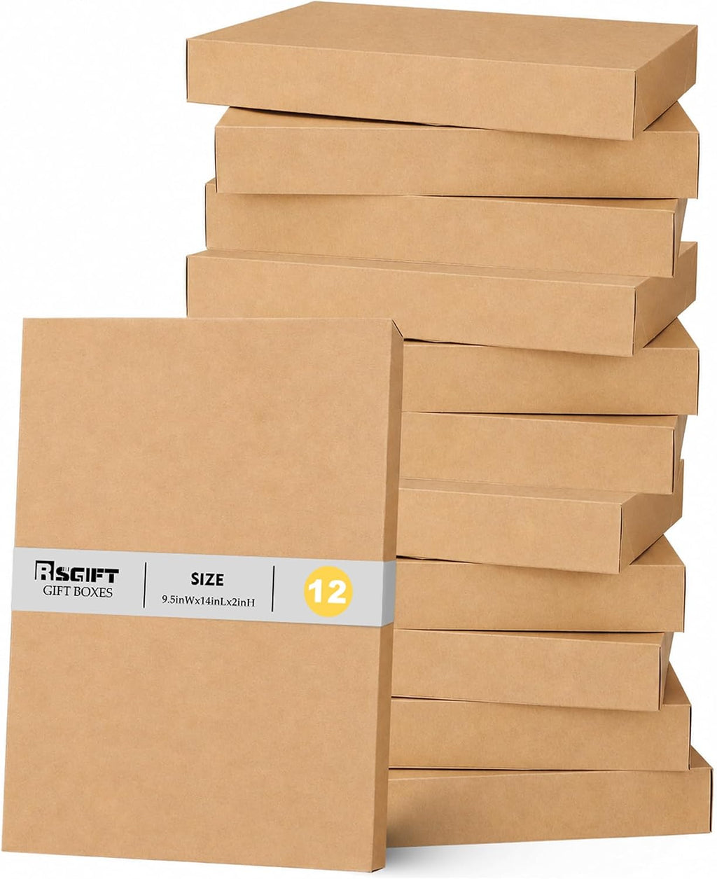 12 Pack Gift Boxes with Lids,14x9.5x2 Inch Kraft Shirt Boxes