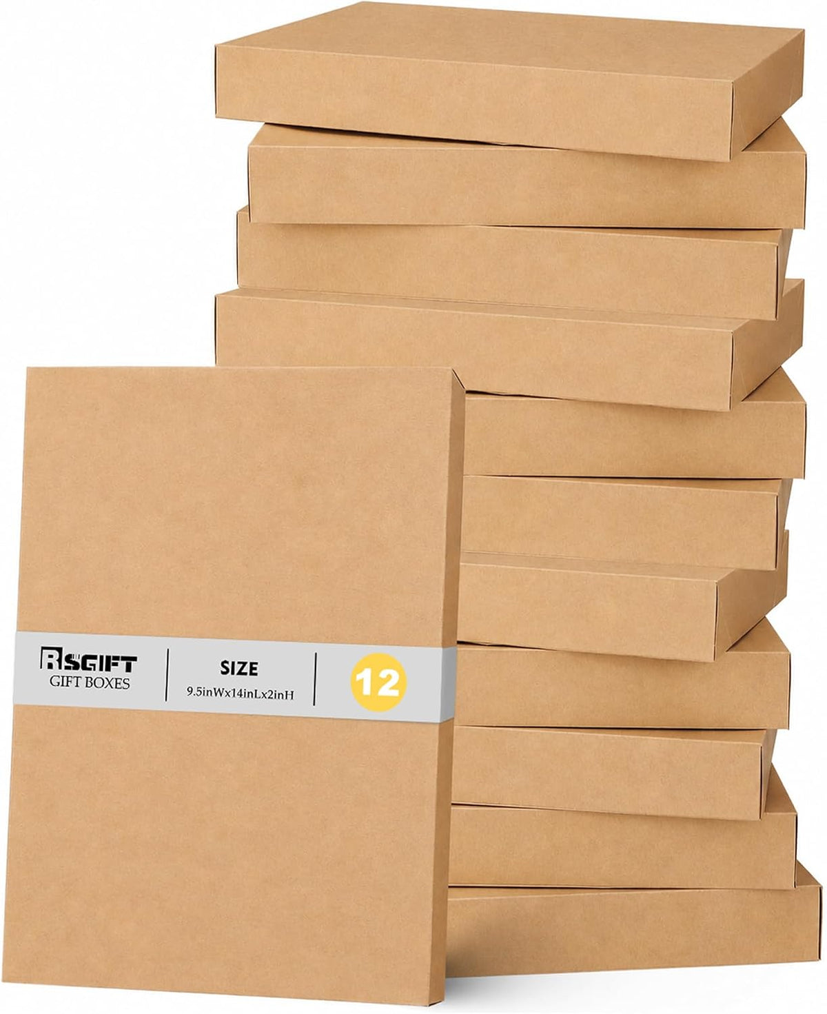 12 Pack Gift Boxes with Lids,14x9.5x2 Inch Kraft Shirt Boxes