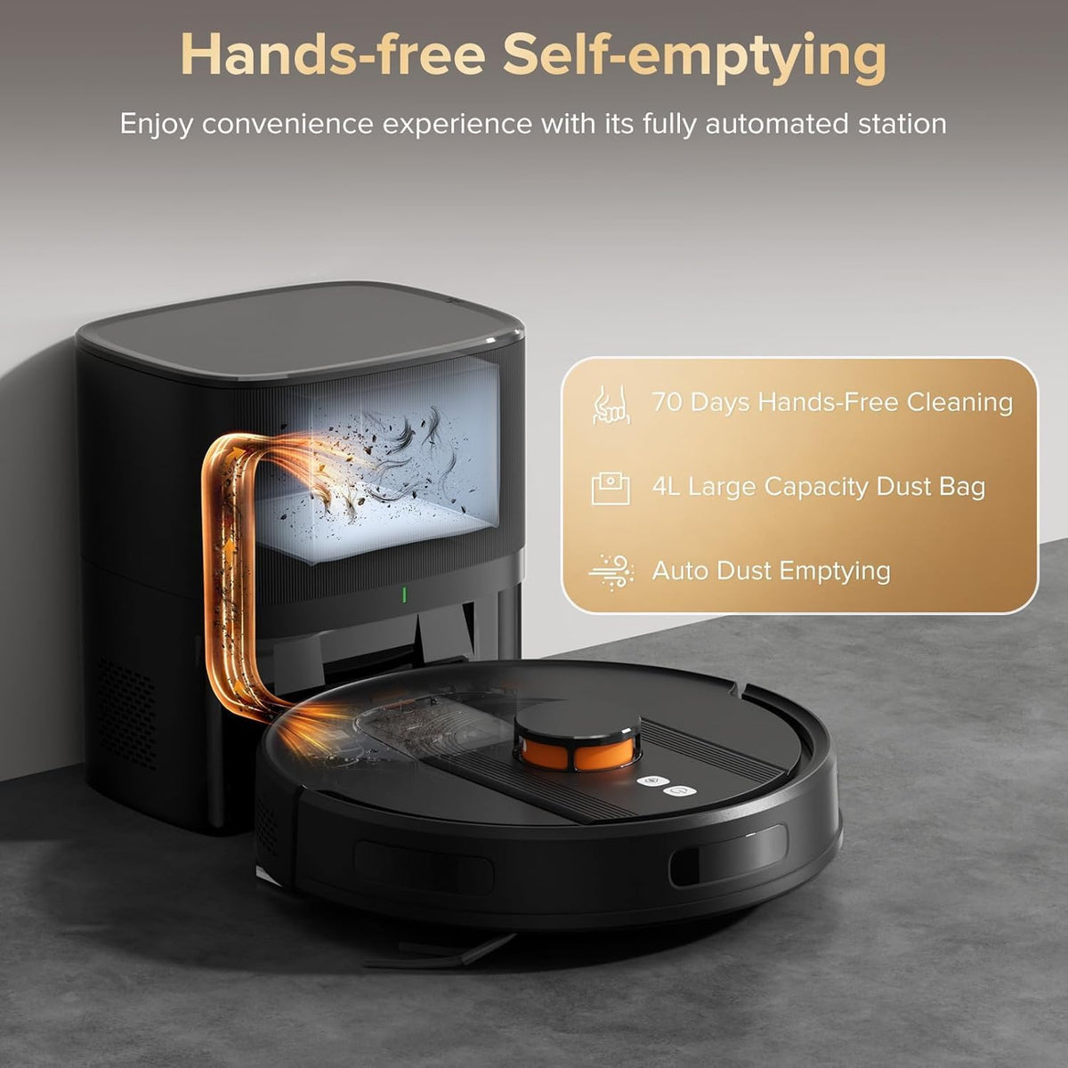 Robot Vacuum and Mop, 70-Day Self-Emptying with 6000Pa Suction, LiDAR Navigation & Smart Mapping & No-Go Zones