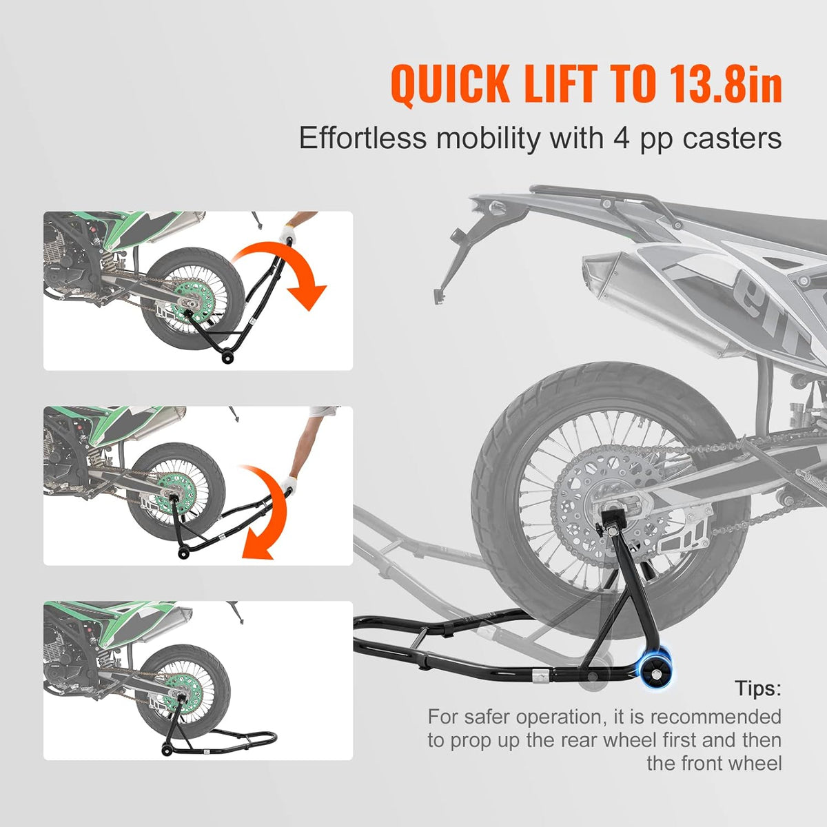 Motorcycle Stand Lift 850lbs Front Rear Combo Stand Lift Stand Front Wheel Fork Stands Rear U+L Fork Swingarm Spool