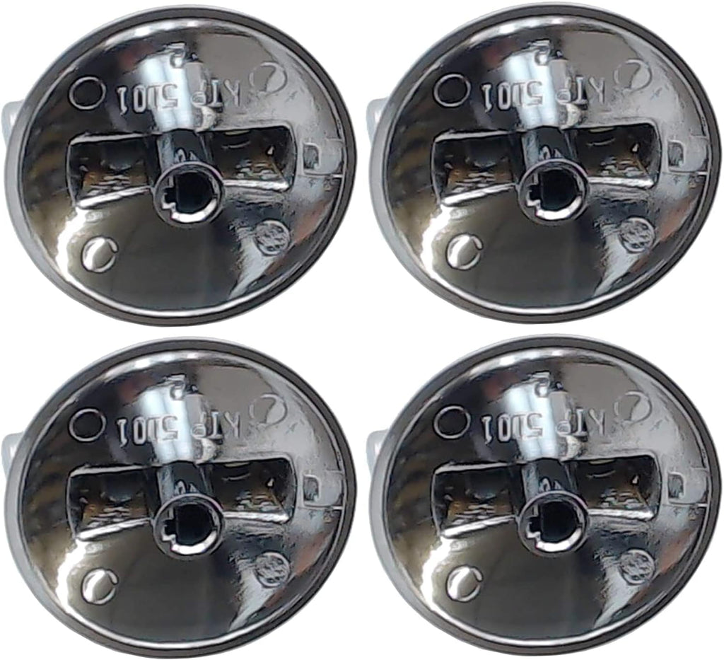 AP5668987 PS2375871 7733P410-60, Surface Burner Knobs Chrome Plated Plastic Ring with Nonslip Grip, Replacement Knobs, Control Knobs, Compatible with Maytag, Magic Chef, Jenn Air,etc (4 pack)