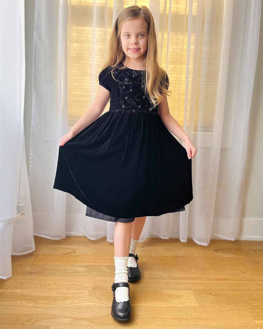 Girls Mary Jane Shoes School Uniform Flats Dress Shoes Oxford Church Music Recitals(Little/Big Kids) | Flower detail