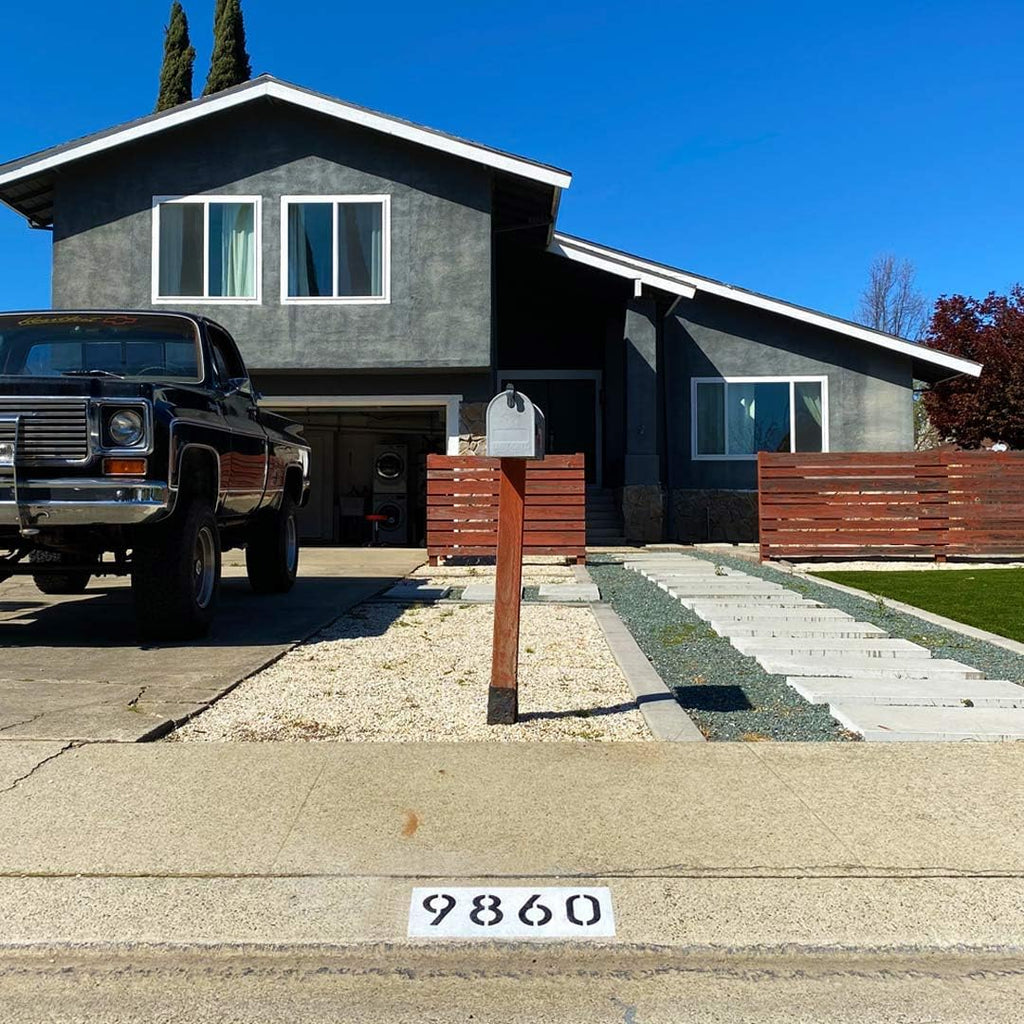Curb Number Stencil for Address Painting - Reusable, Durable, Customized Sidewalk Numbers - 14 Mil Mylar Plastic [4"
