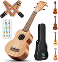 Ukulele Kit Beginner 21" Mahogany Soprano for Adults Kids Gift | Ukulele Starter Set with Gig Bag Rainbow Strap