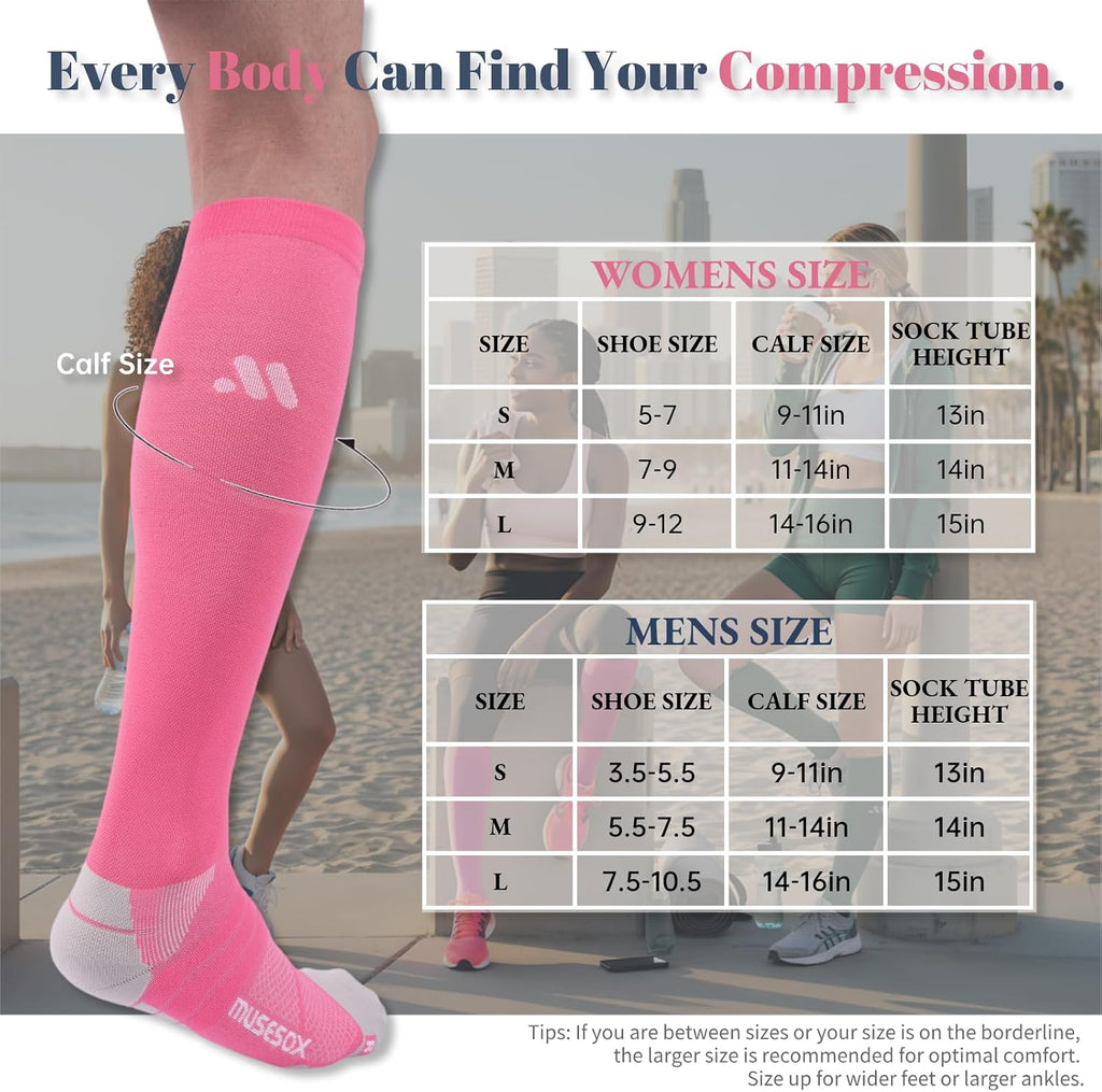 Compression Socks for Women and Men,Knee High 15-20mmHg Graduated Support(3 Pairs) Best for Nurses,Pregnant,Travel