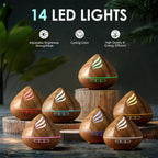 500ML Essential Oil Scent Diffuser: Remote Control &14 Colors LED for Home