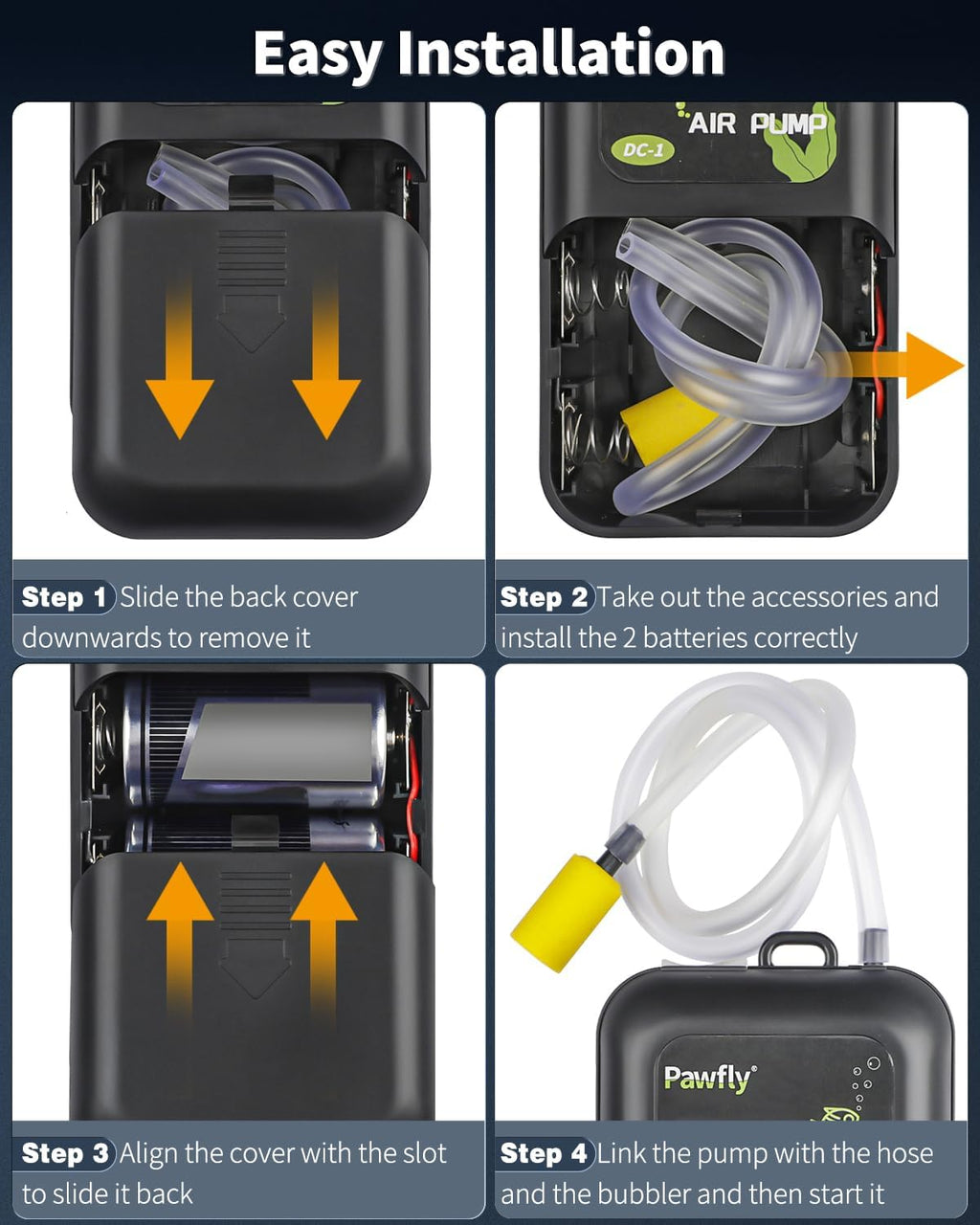 Aquarium Air Pump, 40 GPH Portable Aerator Pump, Black & White