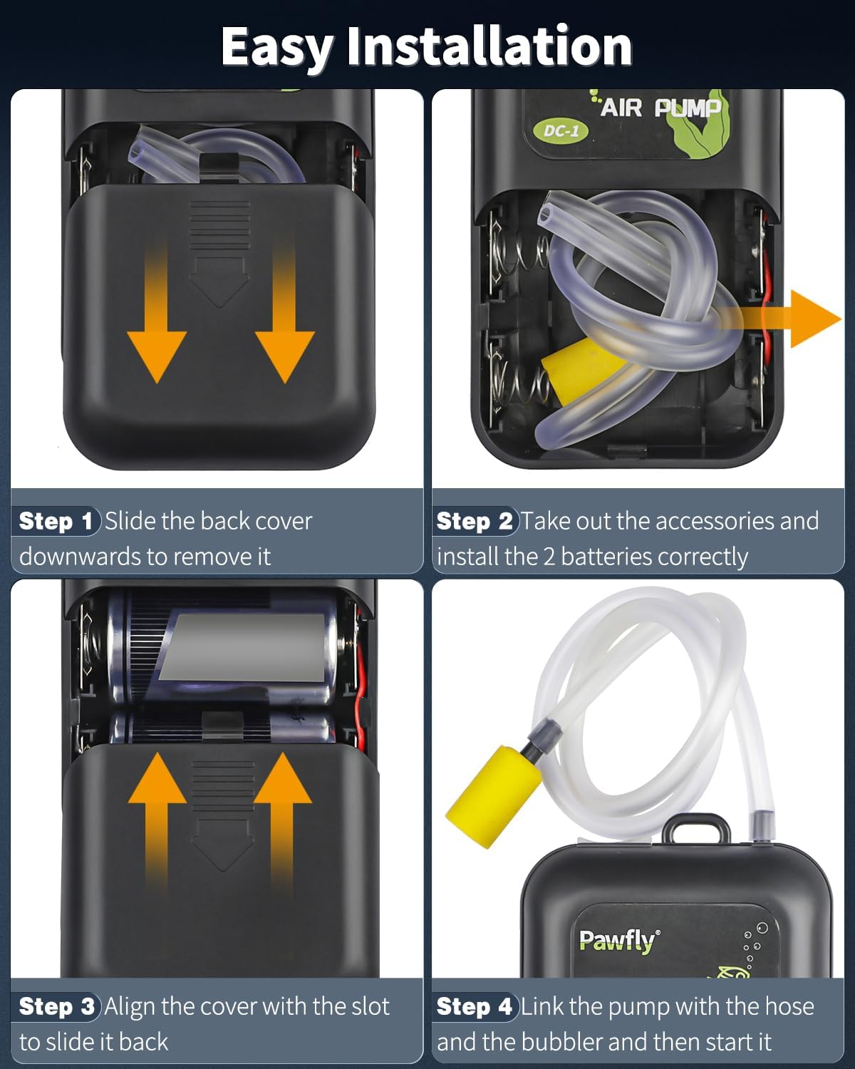 Aquarium Air Pump, 40 GPH Portable Aerator Pump, Black & White