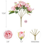 Peonies Artificial Flowers, Silk Pink Fake Flowers Bouquet 2 Pack