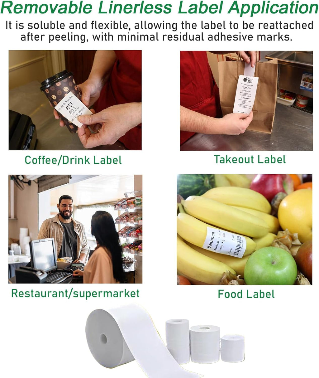 Moqra BPA Free Sticky Thermal Receipt Paper Rolls (80mm) 3 1/8" x 170' 6 Rolls- Removable Label Compatible with