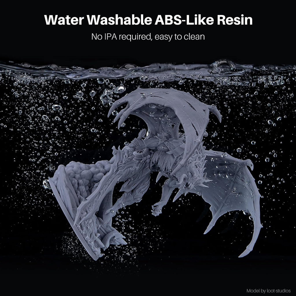 ELEGOO Water Washable ABS-Like Resin 3D Printer Resin Grey 1000g | High Toughness, Low Viscosity and High Precision