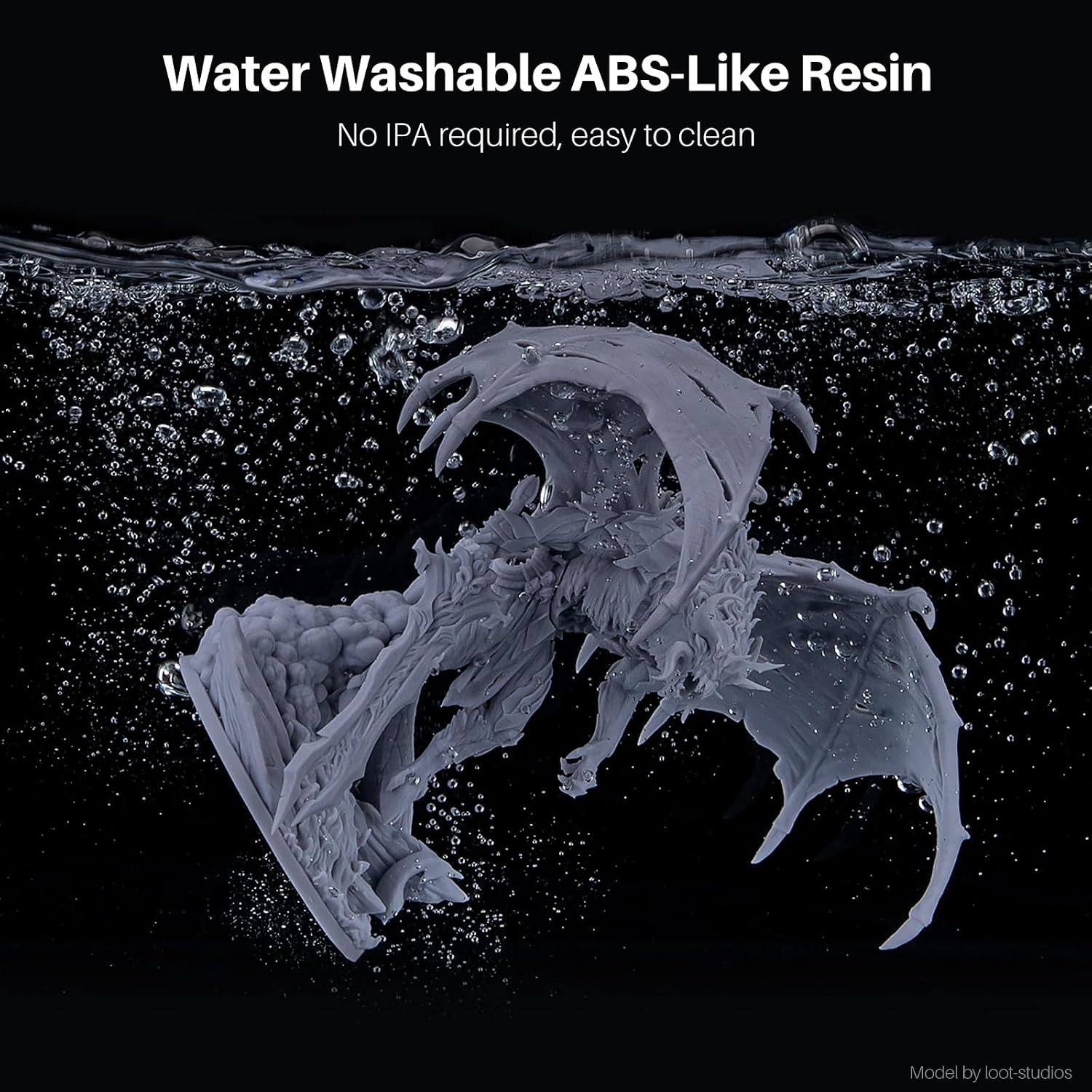 ELEGOO Water Washable ABS-Like Resin 3D Printer Resin Grey 2000G | High Toughness, Low Viscosity and High Precision