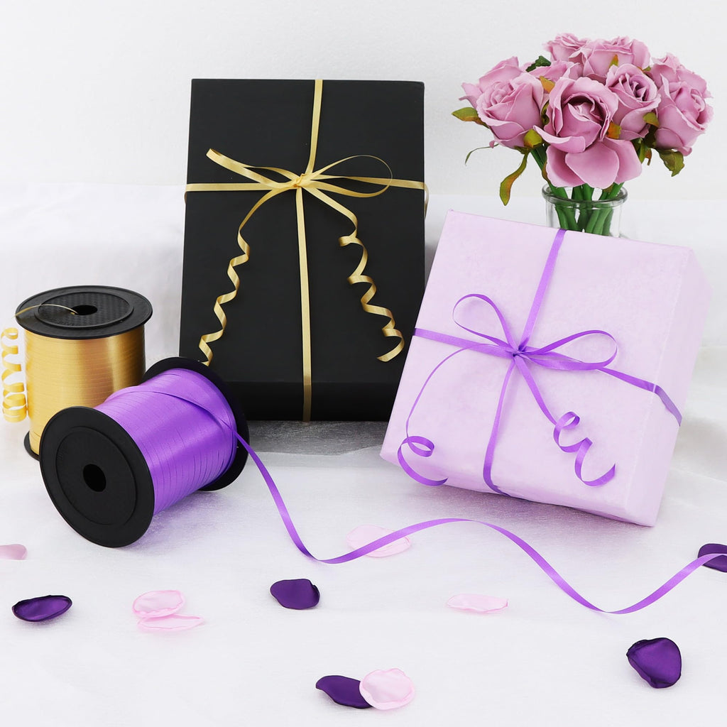 500 Yards Purple and Gold Curling Ribbon Balloon String