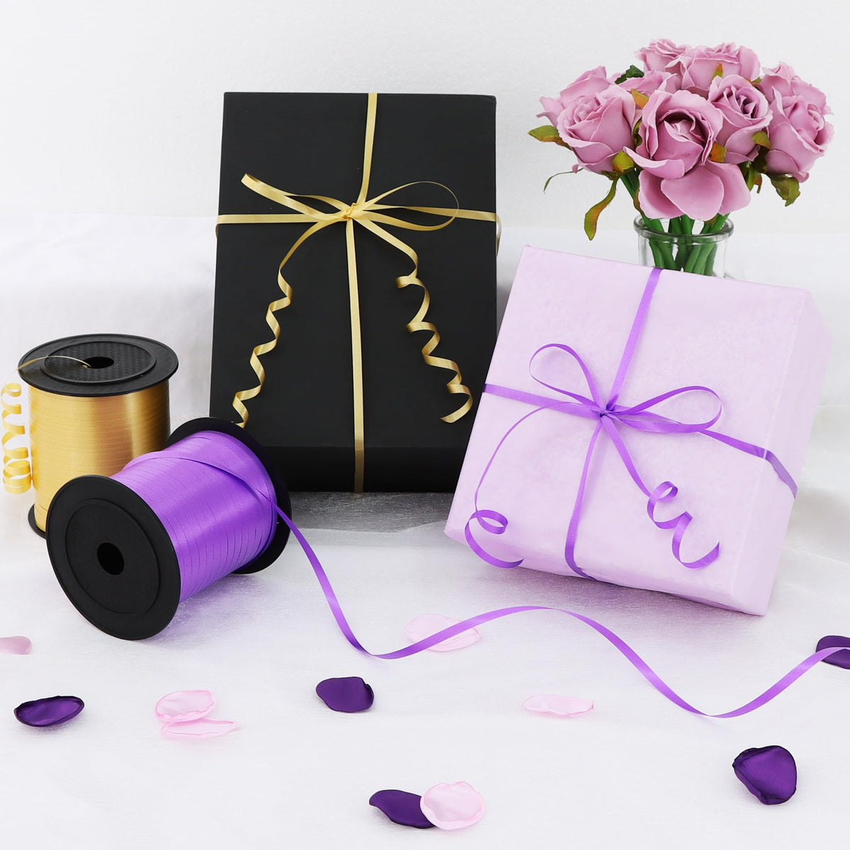 500 Yards Purple and Gold Curling Ribbon Balloon String