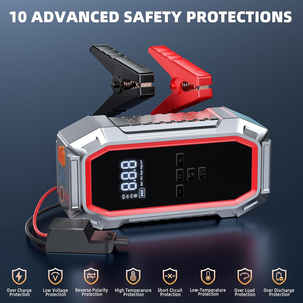 Jump Starter with Air Compressor, 5000A Peak Car Battery Jump Starter(9.0 Gas/8.0L Diesel), 160PSI 12V Jump Box Car