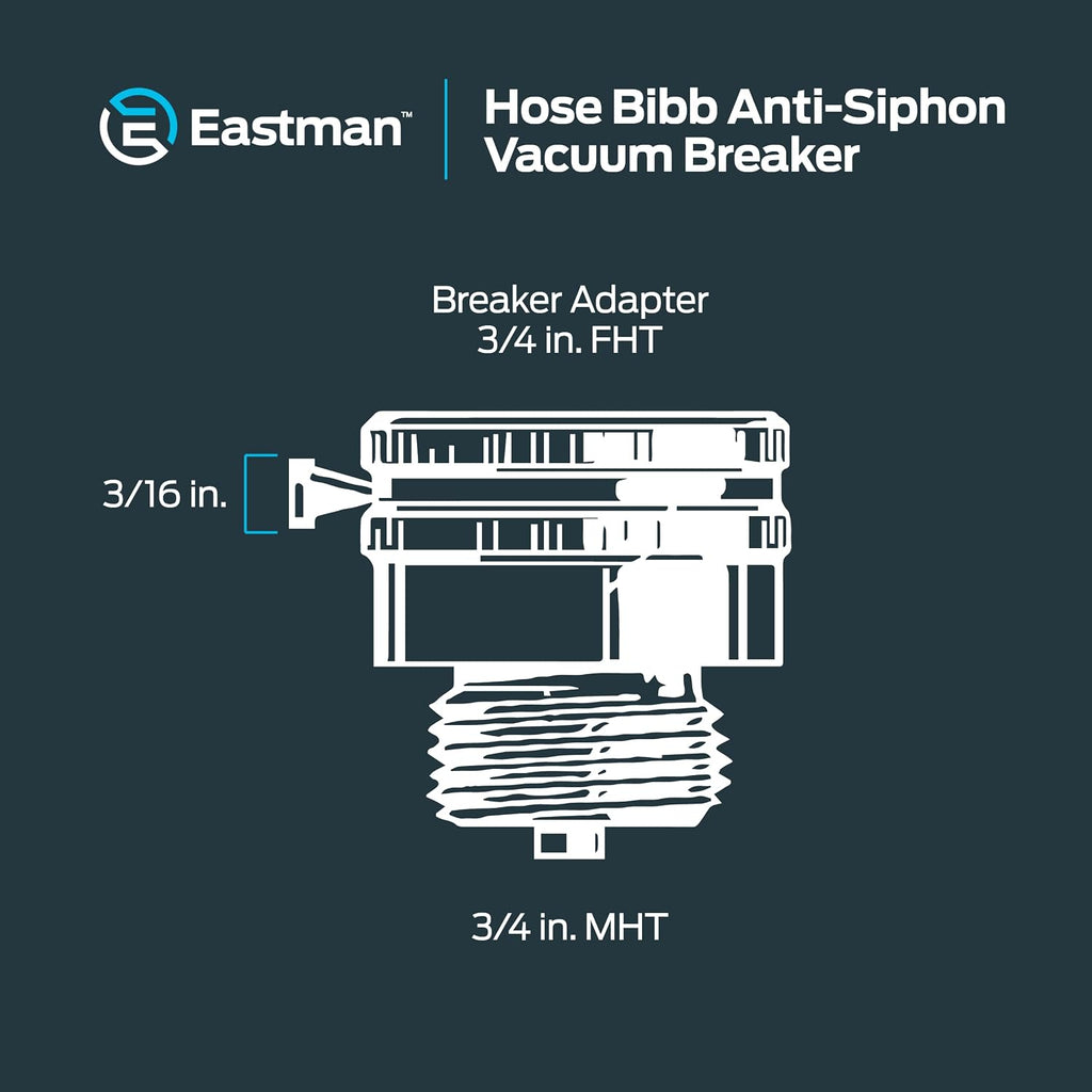 3/4 Inch FHT x 3/4 Inch MHT Hose Bibb Anti Siphon Vacuum Breaker, Brass Plumbing Fitting, 20199