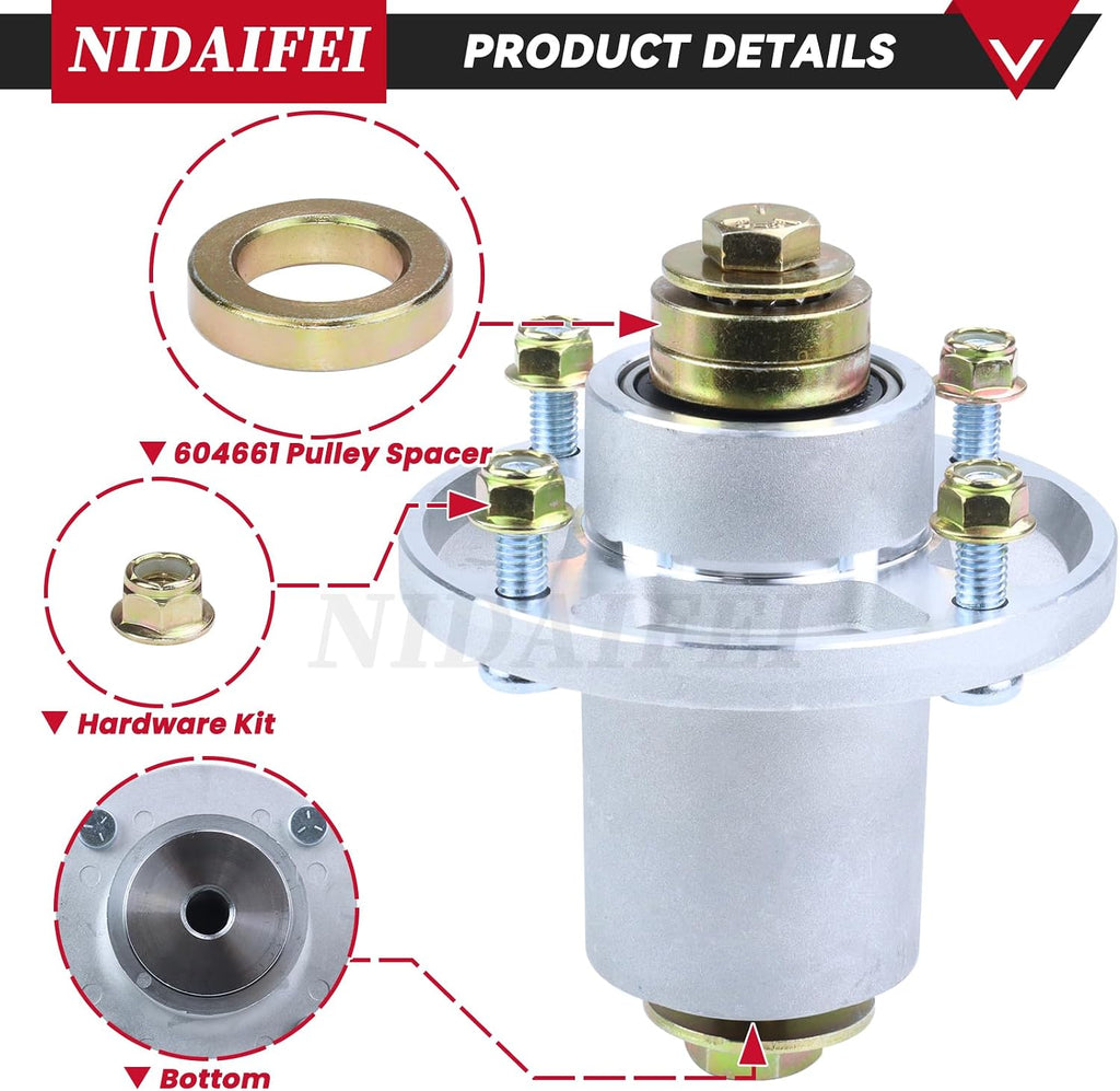 607418 Spindle Assembly with 604704 Pulley for Hustler 60" Mowers | Replace Hustler 601804 Spindle Assembly for