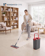 Flat Mop and Bucket Set, 4 Microfiber Pads