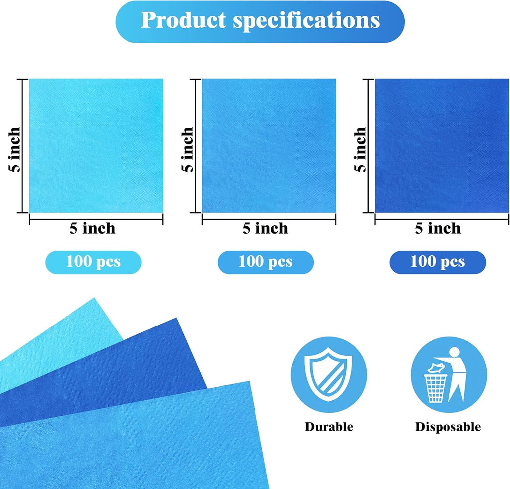 300 Count Dusty Blue Beverage Cocktail Napkins